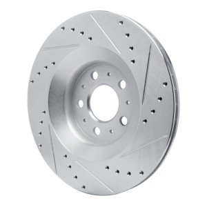 Tesla Model Y Brake Rotor (1) - Rear Left - R1 Concepts - Drilled & Slotted - Silver - `20-`25